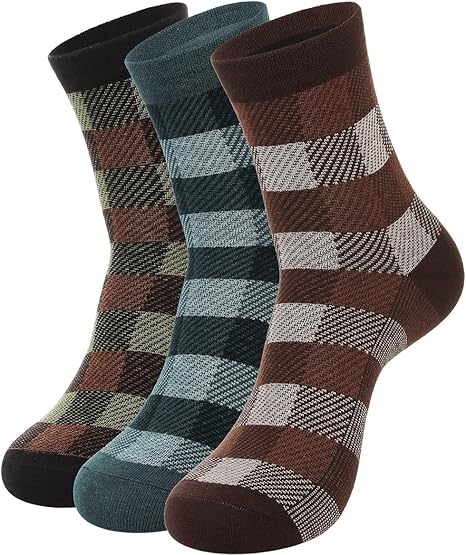 Amazon Co Jp Eozy メンズ ソックス 3足セット 紳士 ビジネスソックス チェック柄 おしゃれ 男性用 靴下 クール丈 綿製 くつ下 カジュアル フリーサイズ 服 ファッション小物