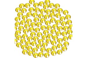 GENERIC Briskbloom 1440 Pieces SS16 Crystal Glass Hotfix Rhinestones, 4MM Flatback Hotfix Crystals for Crafts Clothes Shoes, Round Glass Gemstones (Citrine/Lemon Yellow), SS16 4MM