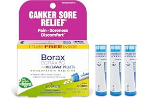 Boiron Borax 6C Homeopathic Medicine for Canker Sore Relief, Pain, Soreness, or Discomfort - 3 Count (240 Pellets)