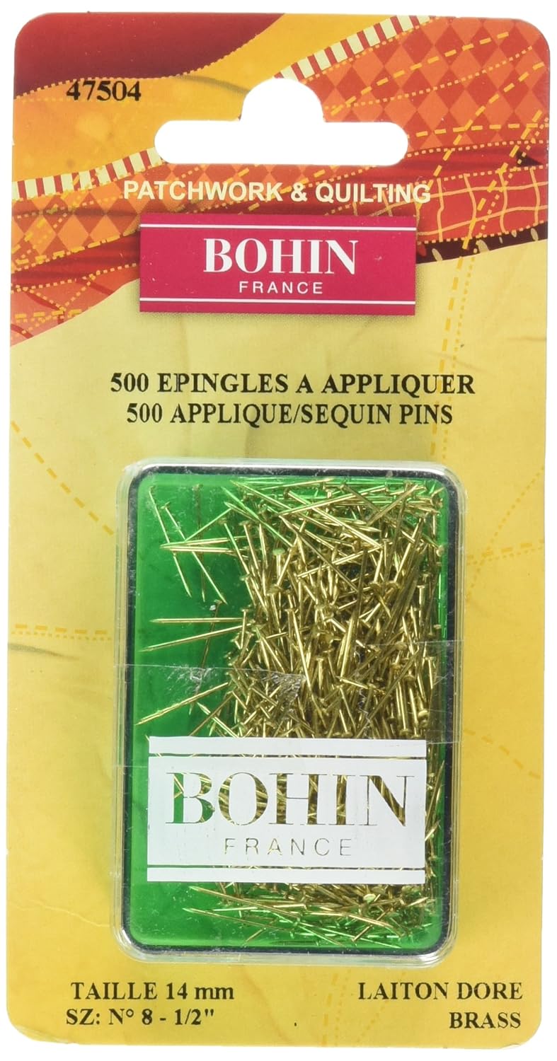 Bohin Applique Sequin Pin Brass Size 81/2in 500ct