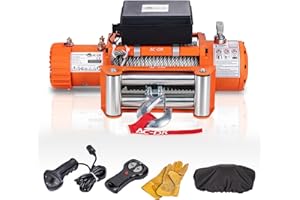 AC-DK 12000 lb Electric Winch Kit,Winch 12V Steel Cable Waterproof IP67 Truck Winch with Wireless Handheld Remotes and Wired 