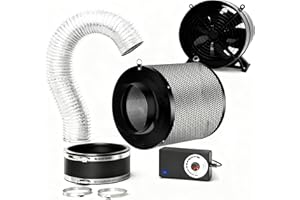 MELONFARM Air Filtration Kit, 6" 260 CFM Inline Duct Fan with Speed Controller, 8" High Carbon Filter, 8 Ft Ducting & Rubber Coupler, Air Cooling and Filtration Kit for Grow Tent, Hydroponics