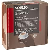 Amazon Brand - Solimo Espresso Capsules, Medium Roast, Compatible with Original Brewers, Pack of 1x50 Capsule (50 count)