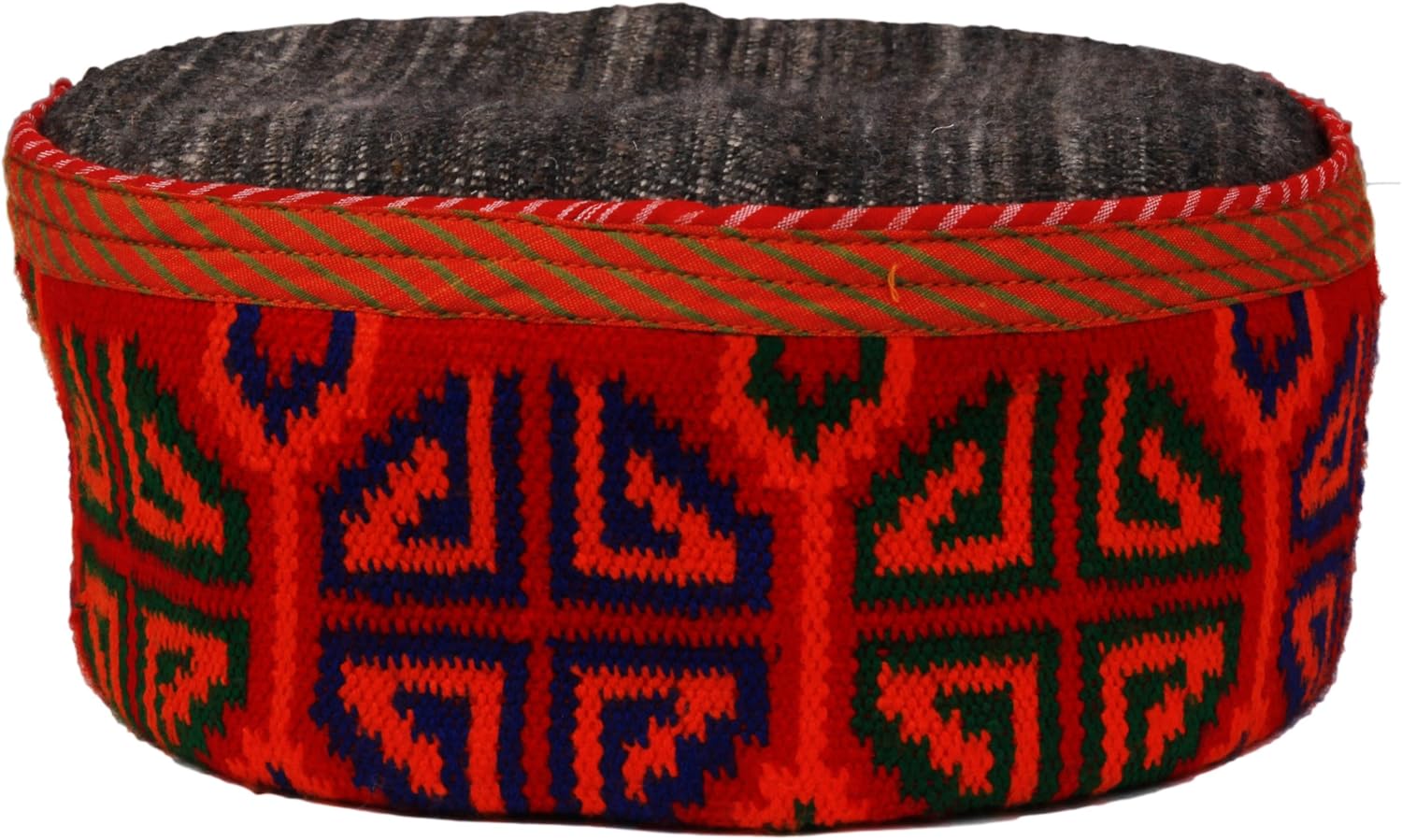 STORE INDYA 20cms Woolen MultiColoured Kashmiri Kullu Cap Traditional Handwoven Embroidery