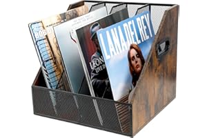 HEIMERA Vinyl Record Storage, Wooden Crate Box, Magazine Holder, Desk Organizer, Magazine Rack, File Storage Basket for Letters, Magazines, Books, Newspapers - Storage Box for Desk and Shelves