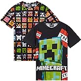 Minecraft Boys Crew Neck T-Shirts, Soft Breathable Material Pack of 2 Boys Gifts