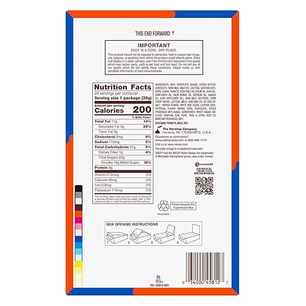 REESE’S OREO MILK CHOCOLATE AND WHITE CREME PEANUT BUTTER CUPS, CANDY PACKS, 1.4 OZ (24 COUNT)