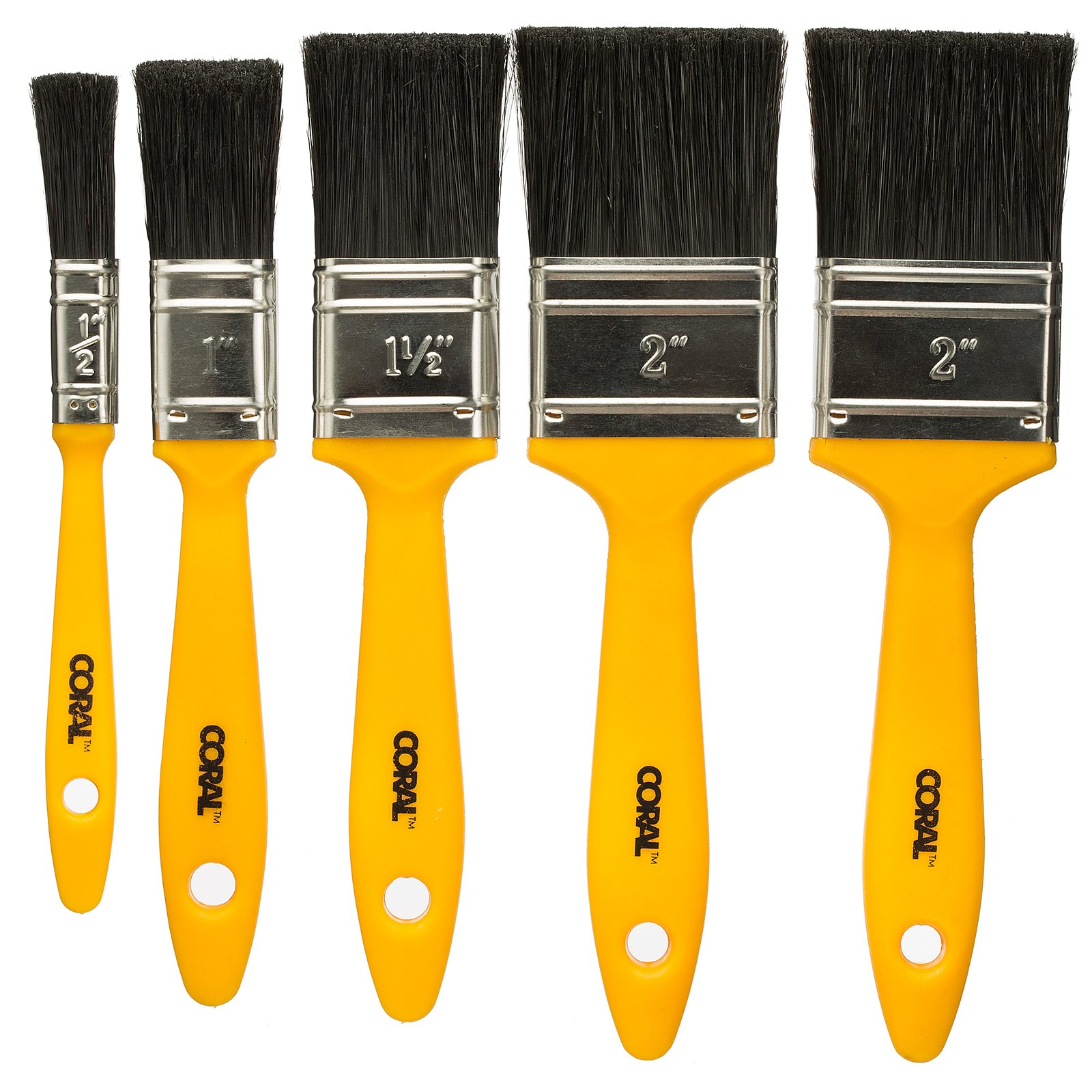 Coral 31302 Essentials Paint Brushes with Synthetic Paintbrush Heads for DIY Painting 5 Piece Pack Set