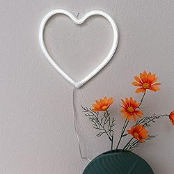 Heart Neon Sign Cool White Light,Battery Operated