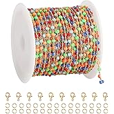 YOUBEIYEE 4 Meters Rainbow Color Bead Chain for Jewelry Making 18K Gold Plated Brass Curb Chain Jewelry Making Chains