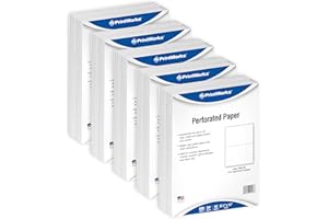 PrintWorks Professional Half Sheet Perforated Paper 8.5” x 11” - Perfect For W-2, 1099, & Statement Use - Made in the USA - 2500 Sheets - 20 lb - A5 Paper - Printer Compatible - White (04116C)