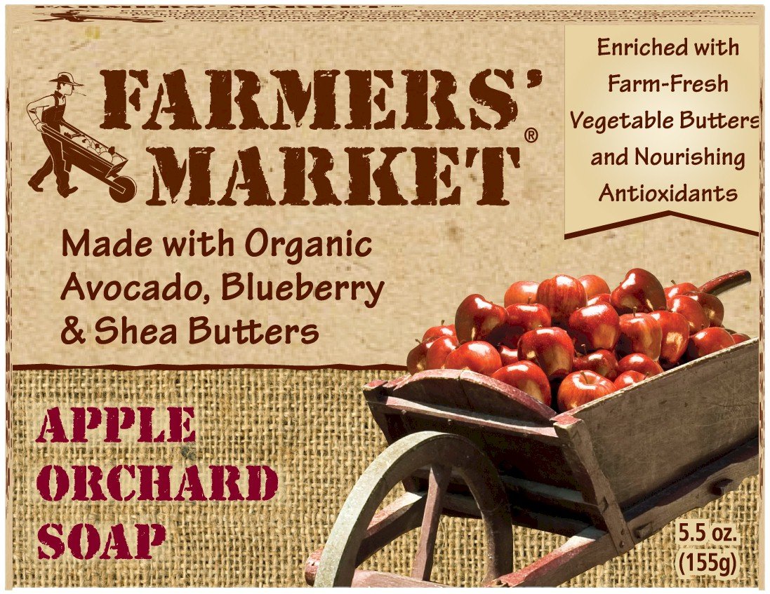 Farmers' Market Natural Bar Soap, Apple Orchard, 5.5 Ounce (Pack of 2)