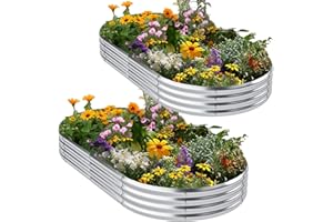Jebosam 2 Pack Galvanized Raised Garden Bed Kits 8x4x1ft,Raised Planter Box Beds Outdoor for Vegetables Flowers,Metal Raised Garden Bed for Fruits Herbs,Large Planter Raised Beds for Gardening
