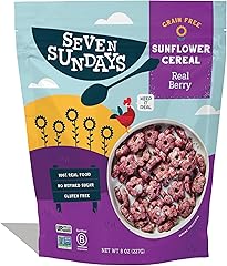 Seven Sundays Sunflower Cereal, Real Berry, 8 Oz Bag, Grain & Gluten Free, 5g Upcycled Protein, 0g Refined Sugar, Crunchy Fru