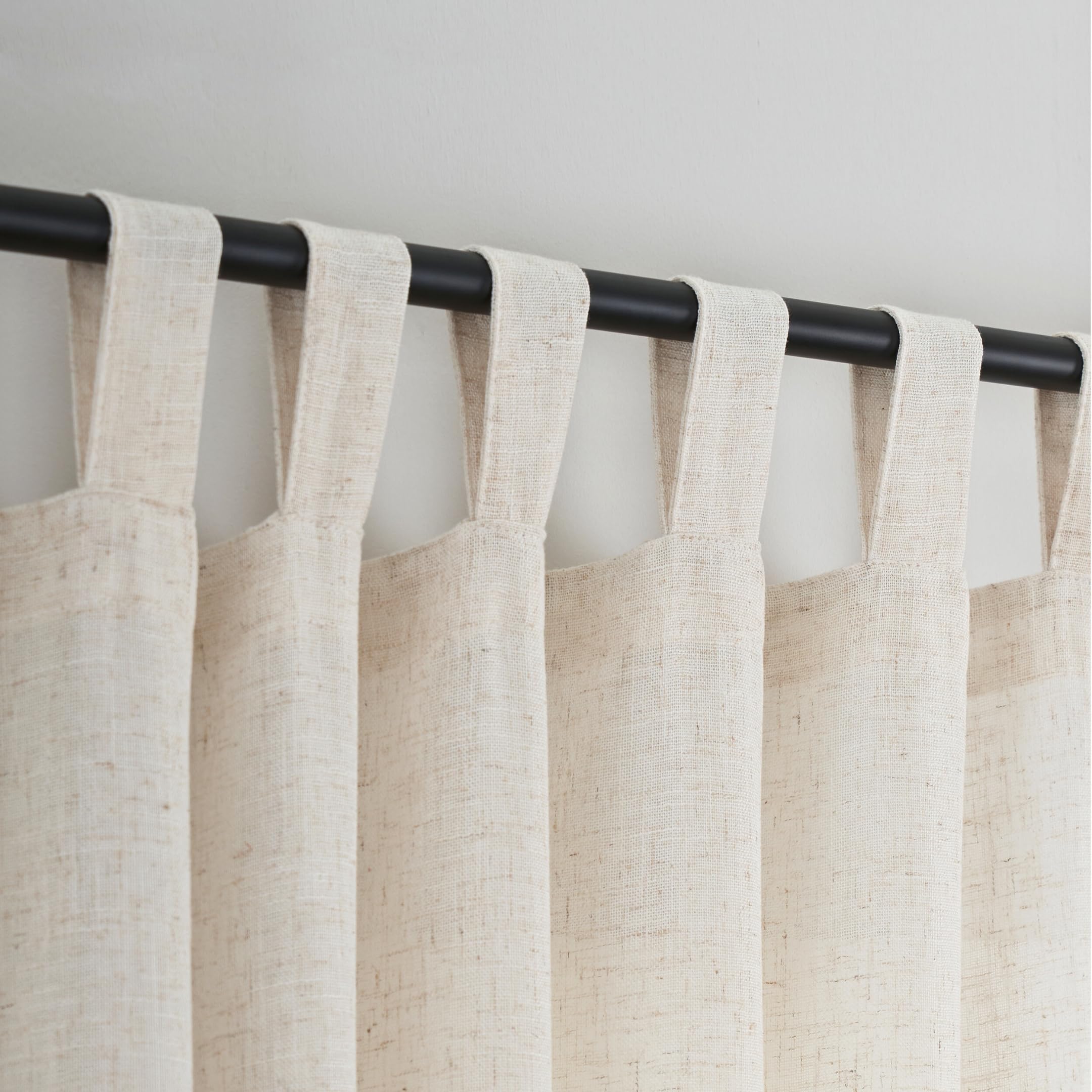 Photo 1 of VOILYBIRD Natural Linen Semi Sheer Curtains Tab Top Light Filtering Elegant Curtains & Drapes for Bedroom 52 x 63 Inch Length, Set of 2 Panels