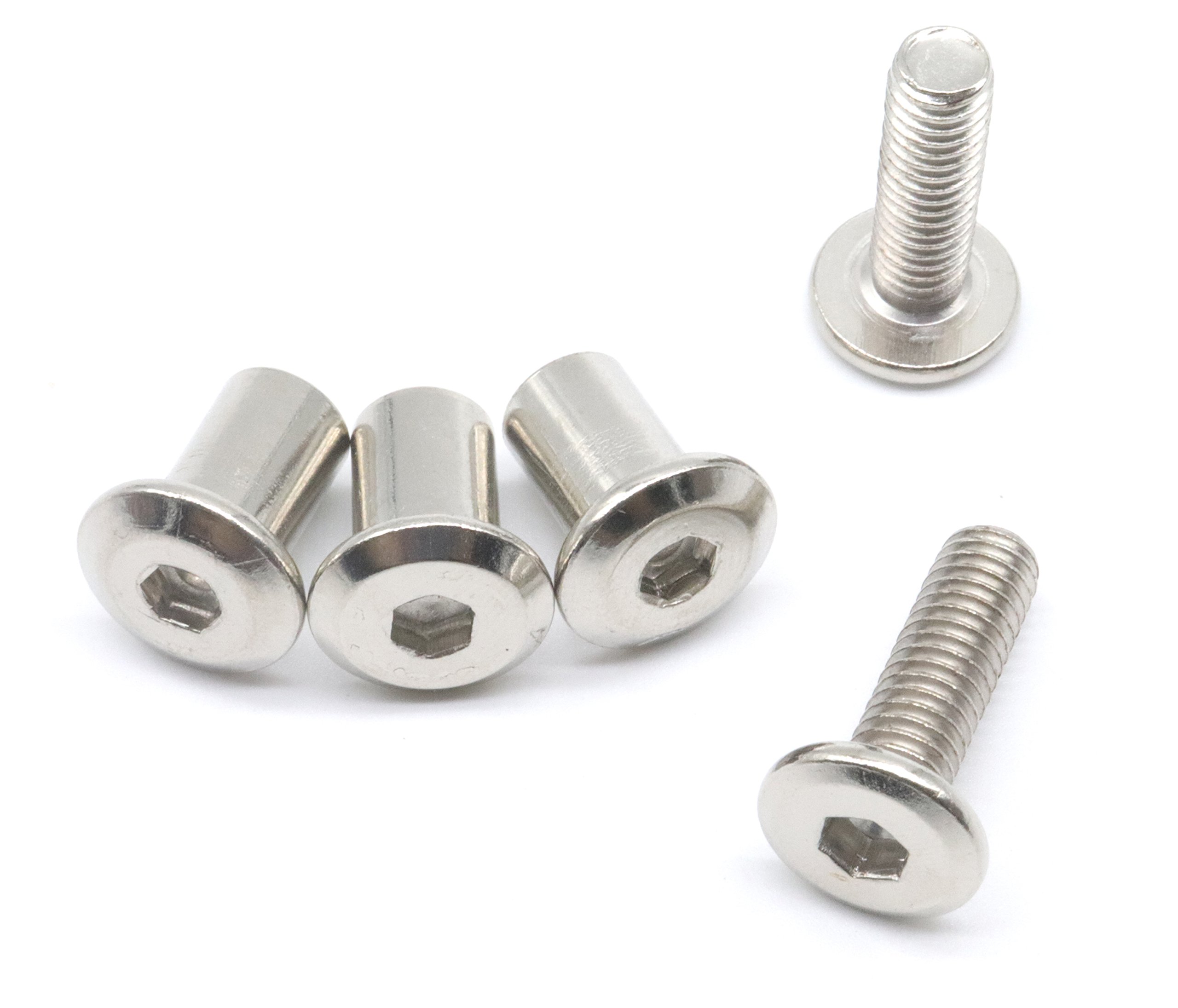 binifiMux 10-Set M6x30mm Rivet Countersunk Hex Socket Cap Bolts and Hex Head Barrel Nuts for Furnitures Cribs Chairs, Nickel Plated — image 1