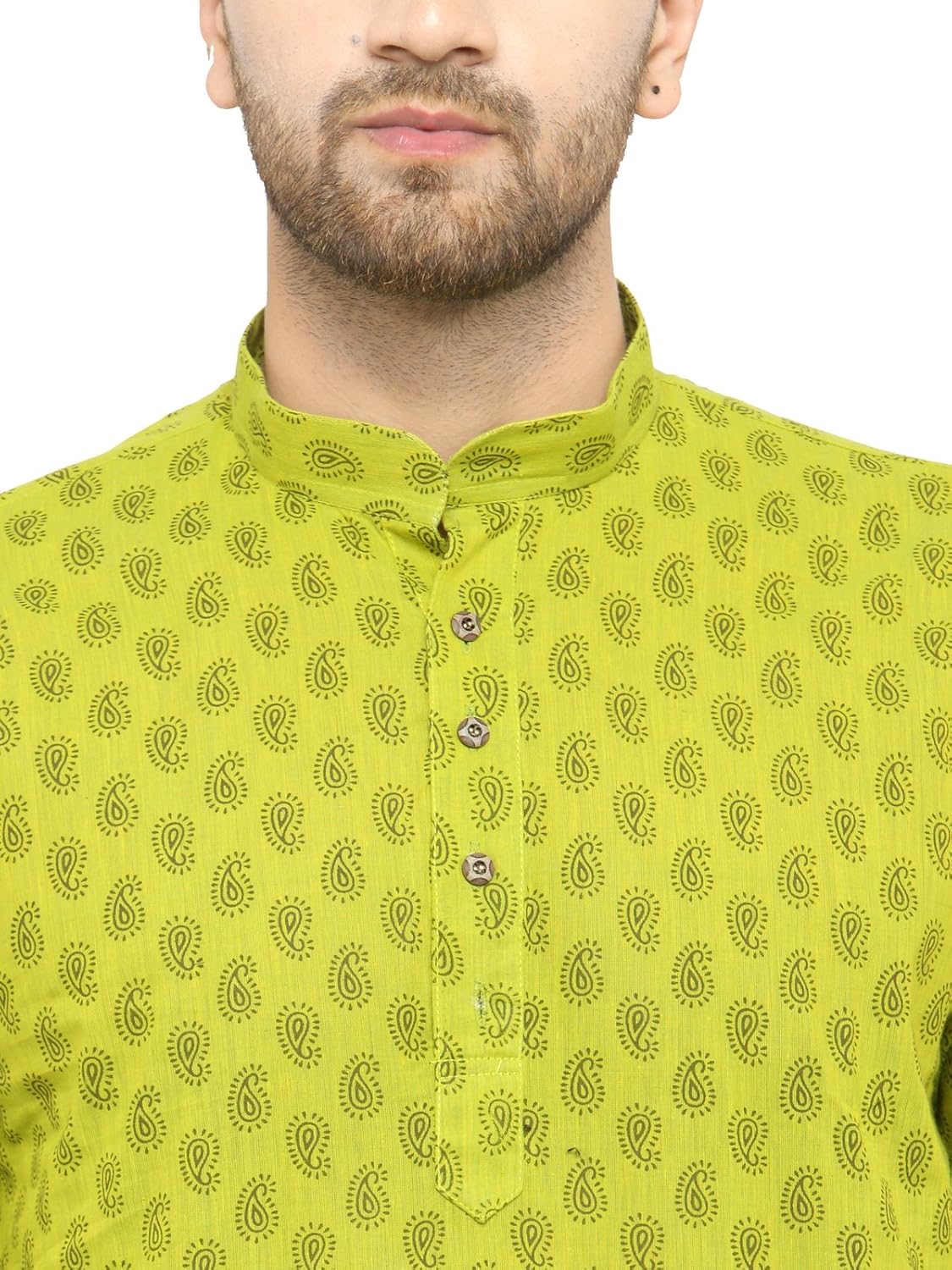 rg designers green printed mens short kurta_rgds6580mango-green