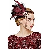 BABEYOND 1920s Women Feather Crystal Headband 20s Flapper Gatsby Headpiece
