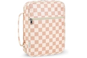 WOBAGMEN Bible Cover Case for Women,Large Bible Tote Bags Organizer Corduroy Carrying Case for Girls,Bible Study Supplies Accessories Christian Gifts for Women(Checked M)