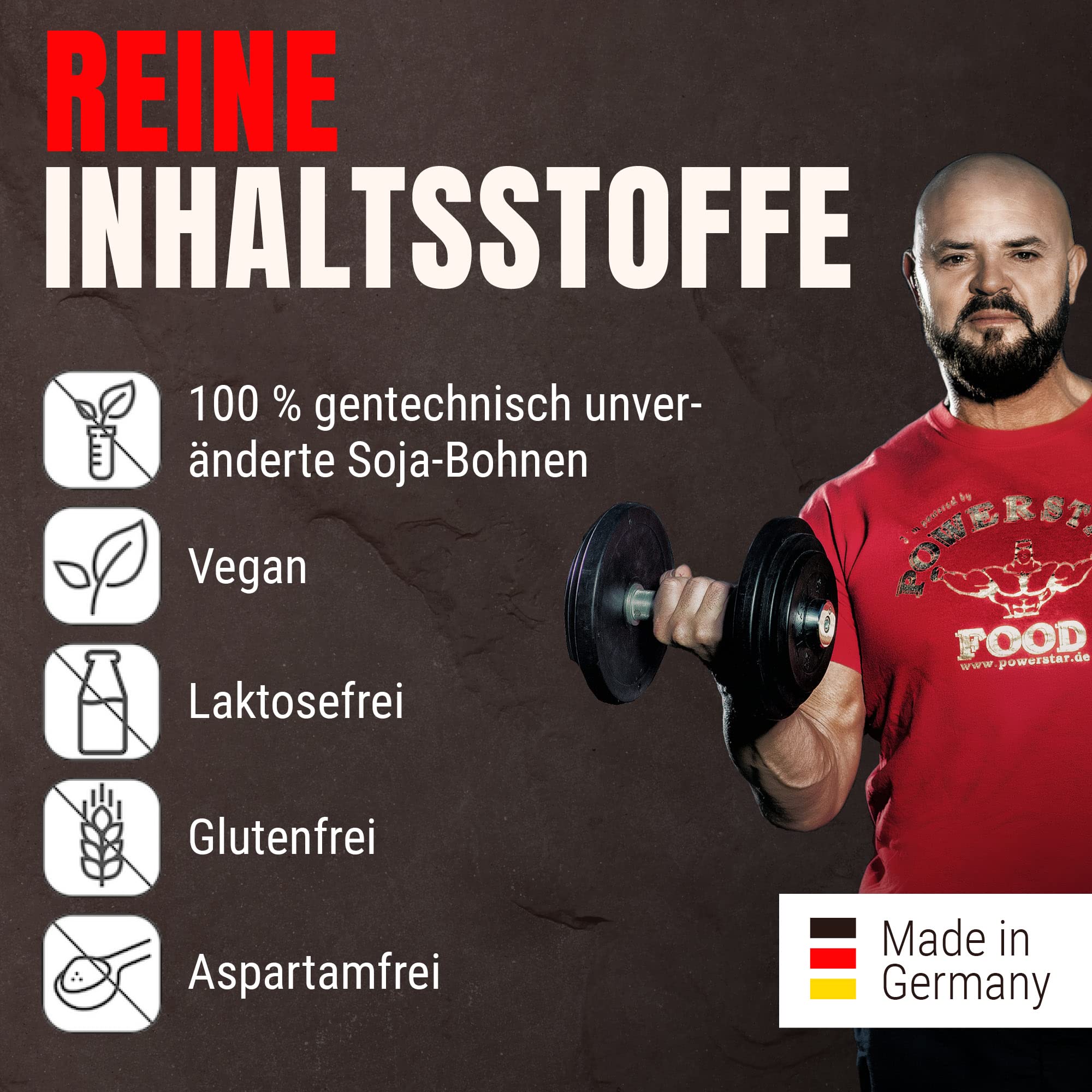 Powerstar SOY 90+ | 1kg Soja-Protein-Isolat ohne Zucker-Zusatz | Made in Germany | Gentechnisch unverändert | 1000g Pflanzliches Eiweiß-Pulver mit 93% Protein i.Tr. | Vegan & laktosefrei | Chocolate 3