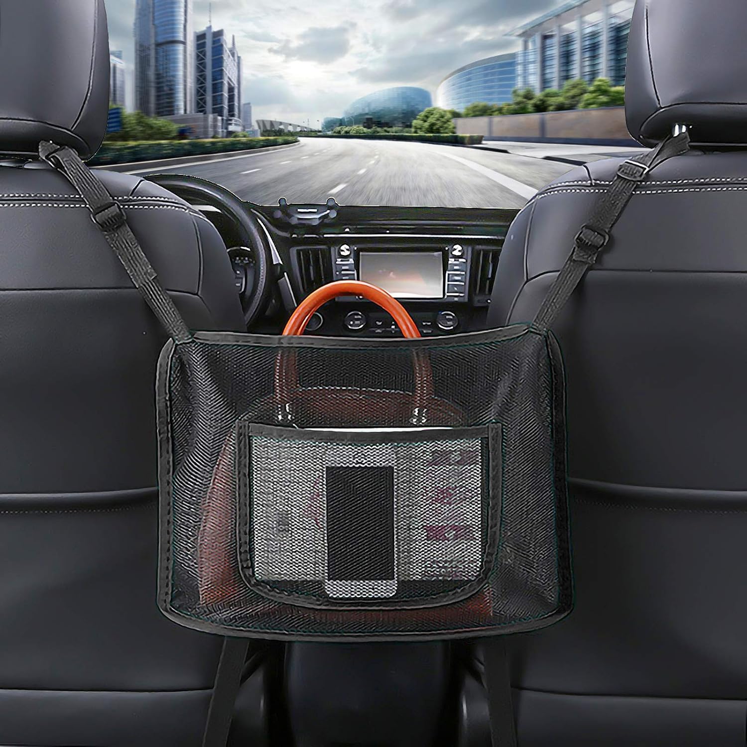 Car Net Pocket Handbag Holder Seat Back Net Bag Car Purse Holder