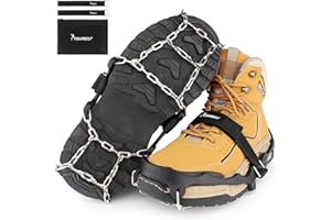 SYOURSELF Ice Cleats for Shoes and Boots Women Men, Crampons Non Slip Snow Chains Ice Grippers for Shoes and Boots, Traction Cleats Shoe Spikes for Snow and Ice Fishing Hiking Walking Climbing