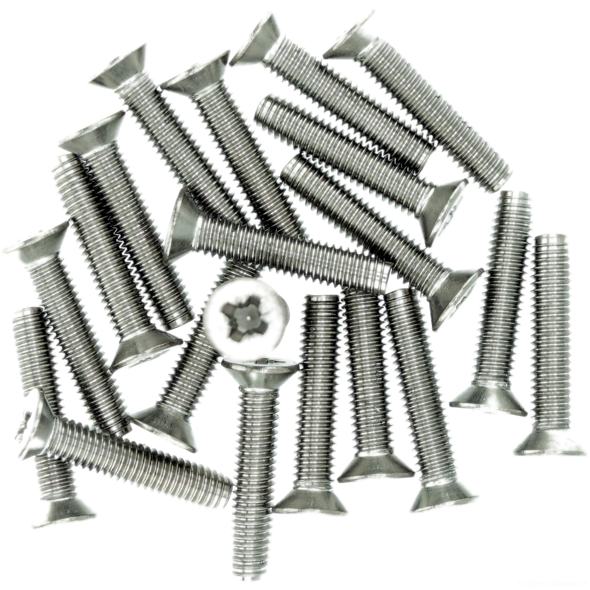 M3 (3mm x 12mm) Pozi Countersunk Thread Rolling Screw - Stainless Steel (A2) (Pack of 20) — image 1