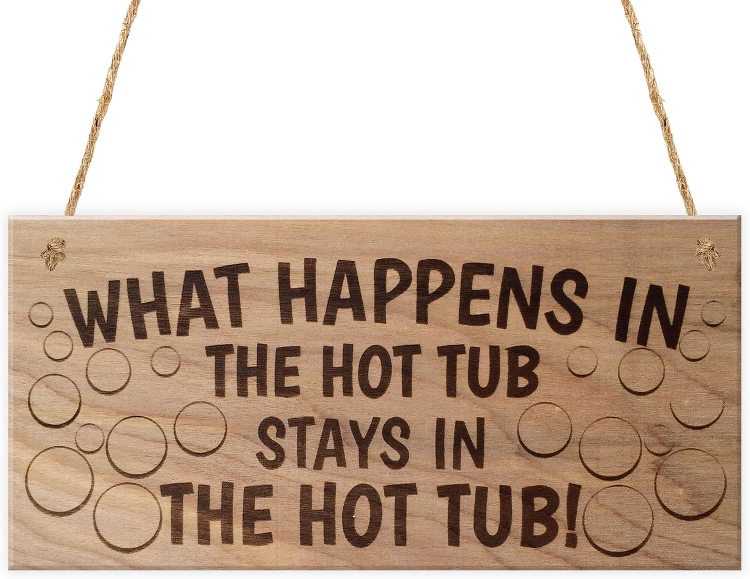 Red Ocean What Happens In The Hot Tub Stays In The Hot Tub Funny Wooden Plaque Hanging Sign Gift, 20x1x10 cm - Image 3