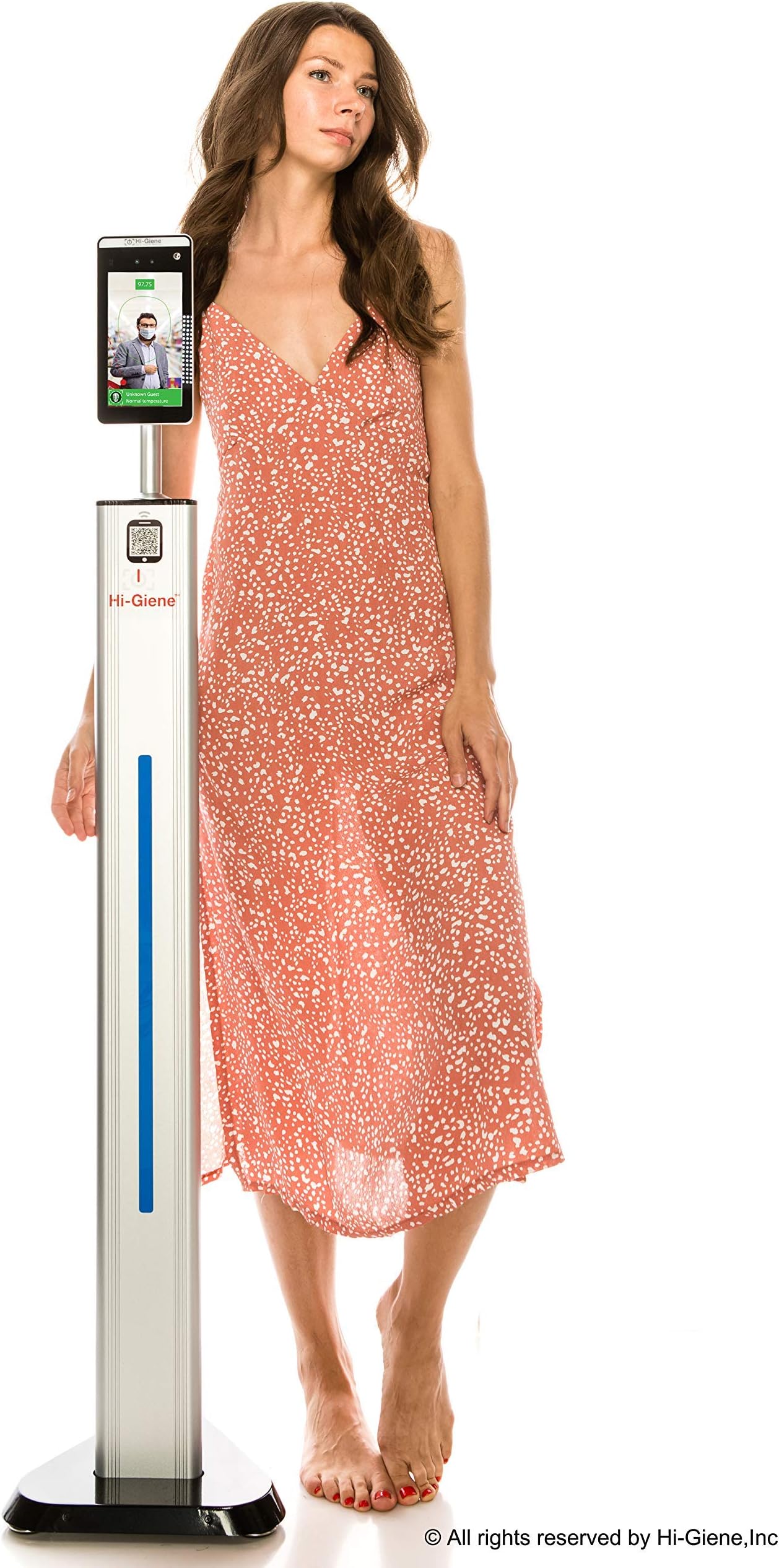 Hi-Giene Zero Touch Automatic Temperature Measurement Thermometer Kiosk Scanner Device 7"HD Screen face Image Detection 2MP Wide-Angle Dynamic -Great for Retail Stores. Offices. Schools. Banks