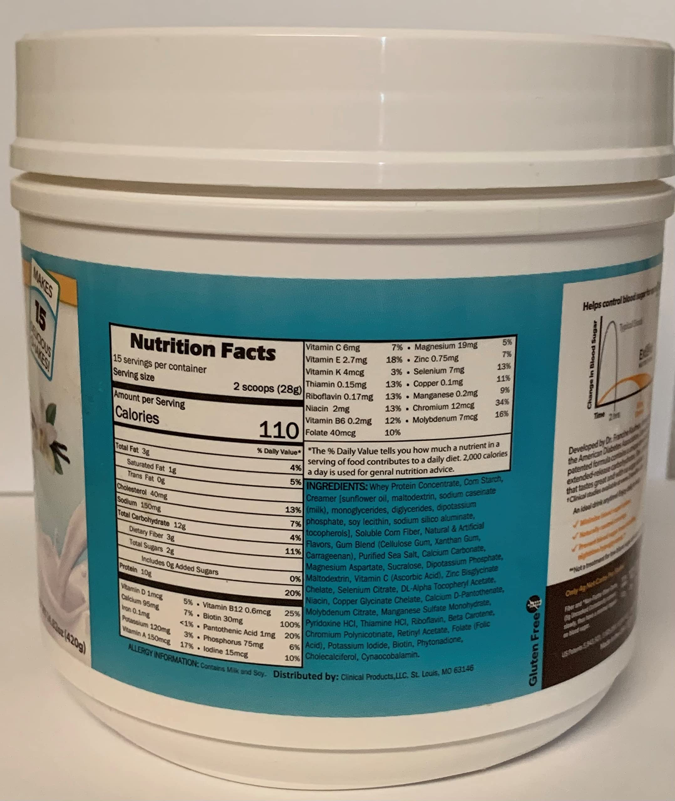 Extend Shake Powder – Diabetic High Protein Nutritional Drink for Meal Replacement, Blood Sugar Management, Weight Loss, Keto Friendly, Low Sugar, Low Carb, 10g Protein, Creamy Vanilla, 15 Servings
