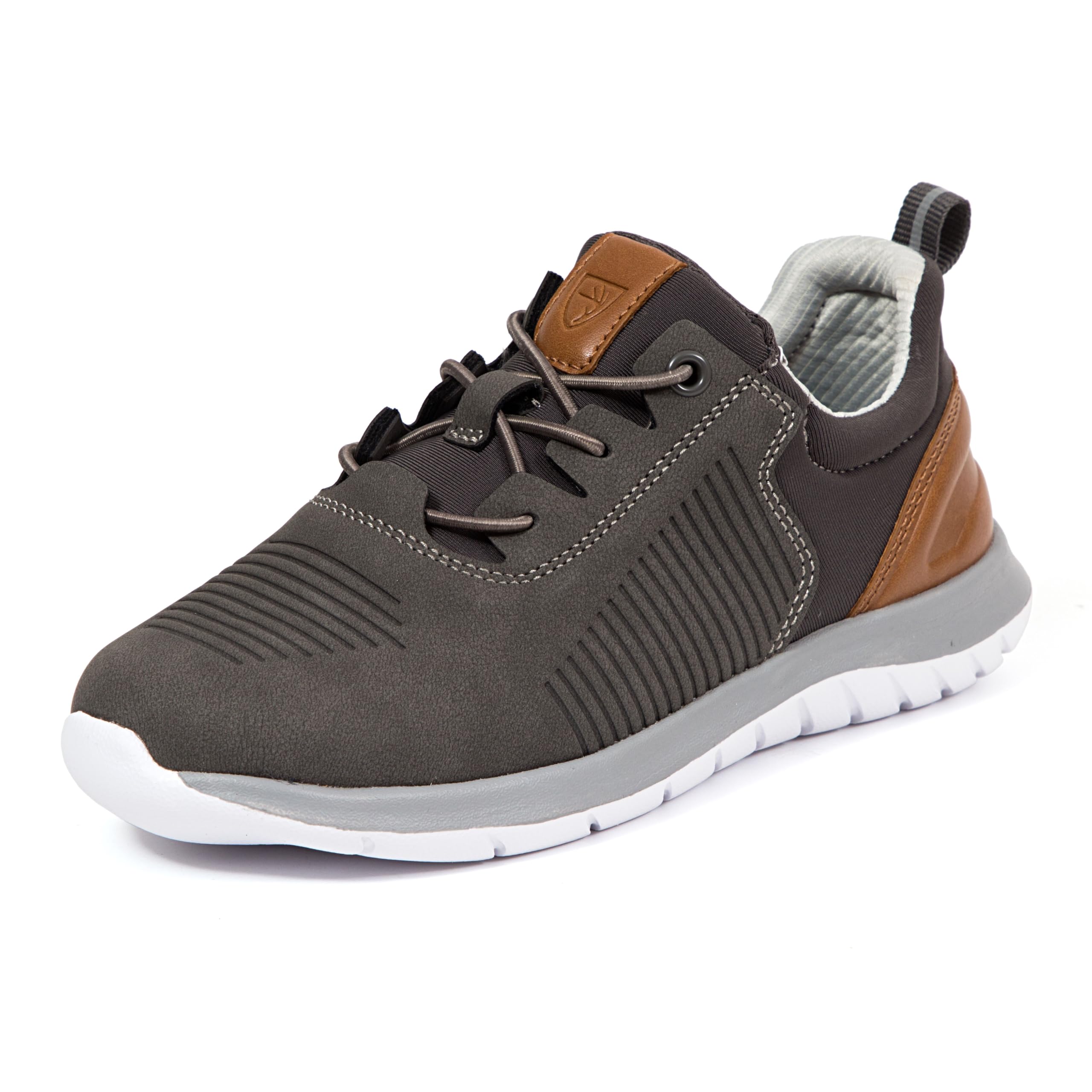 Deer Stags Kids’ Jack Jr Bungee Lace Dress Fashion Sneaker/Grey/Brown / 3 Little Kid