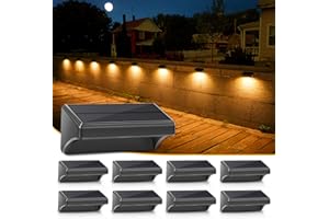 Aulanto Solar Fence Lights 8 Pack-Plus,100 Lumen Big Outdoor Solar Light IP65 Waterproof, Warm White and 10 RGB Modes,Fence Lights Otdoor Solar Lighting for Backyard,Garden,Fence,Wall,Deck,Stairs.