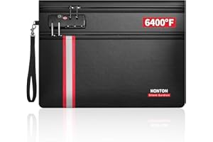 HONTOM Fireproof Document Bag,6400℉ Upgraded Material Fireproof Water Resistant Money Bag with Lock,Home Fire Safe Storage Bag Pouch for Letter Size Documents,Passport and Cards