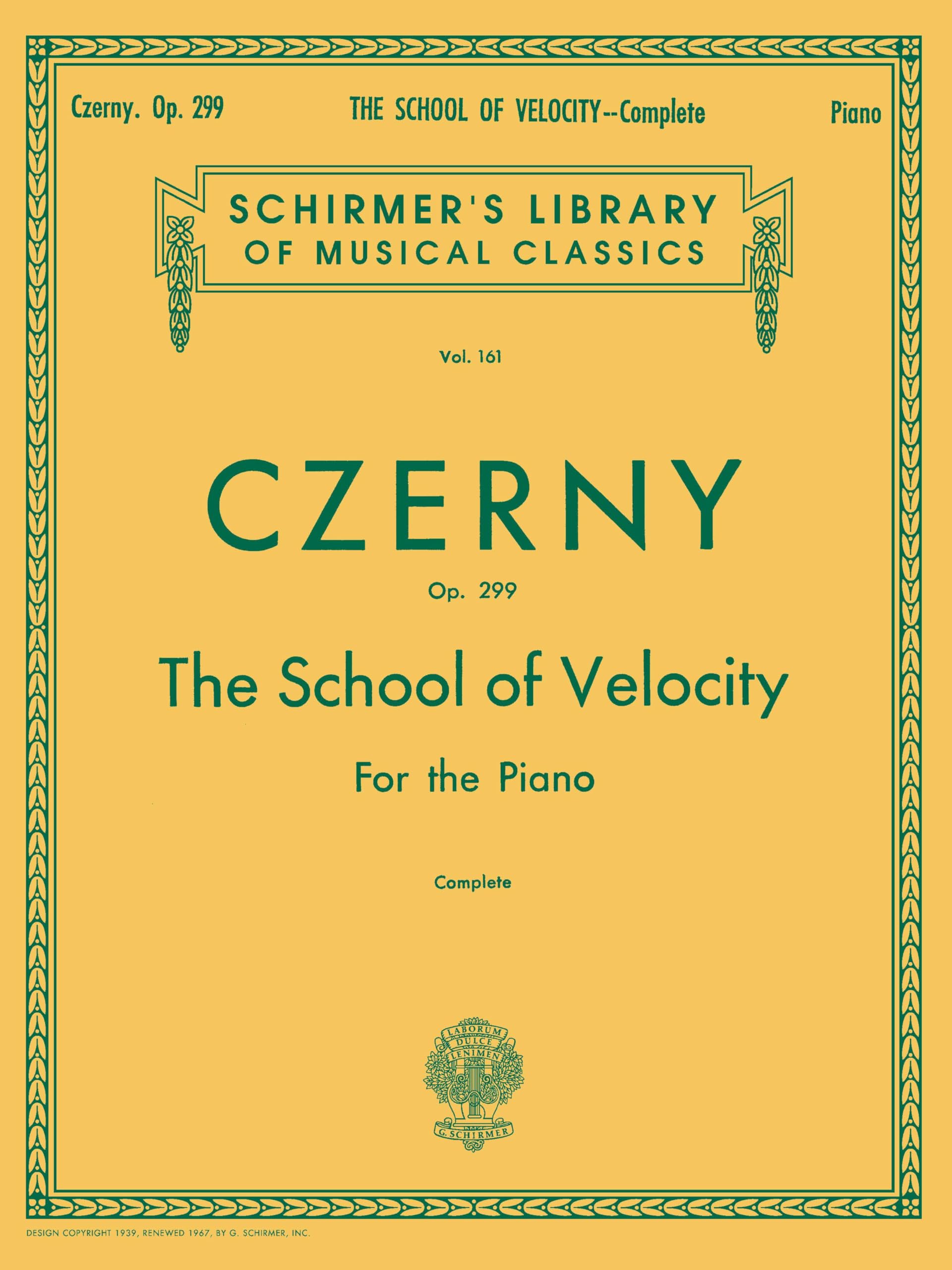 Carl Czerny: The School of Velocity Op 299 for Piano | Intermediate to Advanced | Softcover Piano Method with Fingerings and Progressive Exercises | ... of Classics Volume 161 Piano Technique