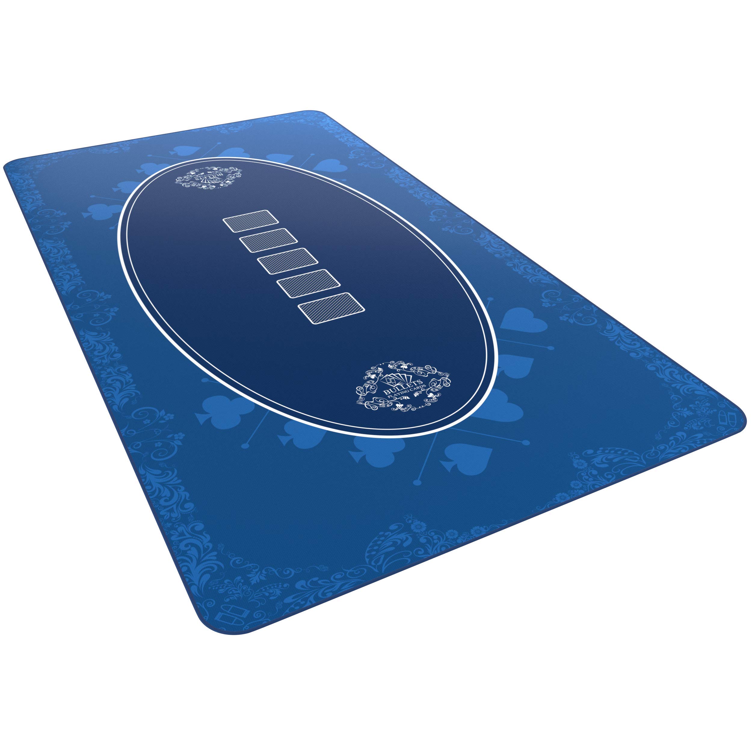 Bullets Playing Cards, Designer Poker Mat Blue 140 x 75 cm for Your Own Poker Table, Deluxe Poker Cloth, Poker Rug, Poker Table Cover