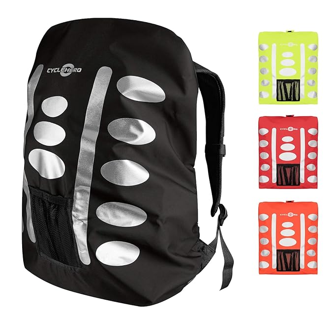 Regenschutz Rucksack (verschiedene Größen/Farben) Rucksack Regenschutz mit reflektierenden Elementen und Extra-Tasche - Wasse
