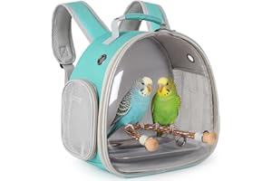Small Bird Travel Backpack Carrier Cage, Backpack to Transport Backpack Carrier with Metal Tray Stand Perch for Parakeet Cock