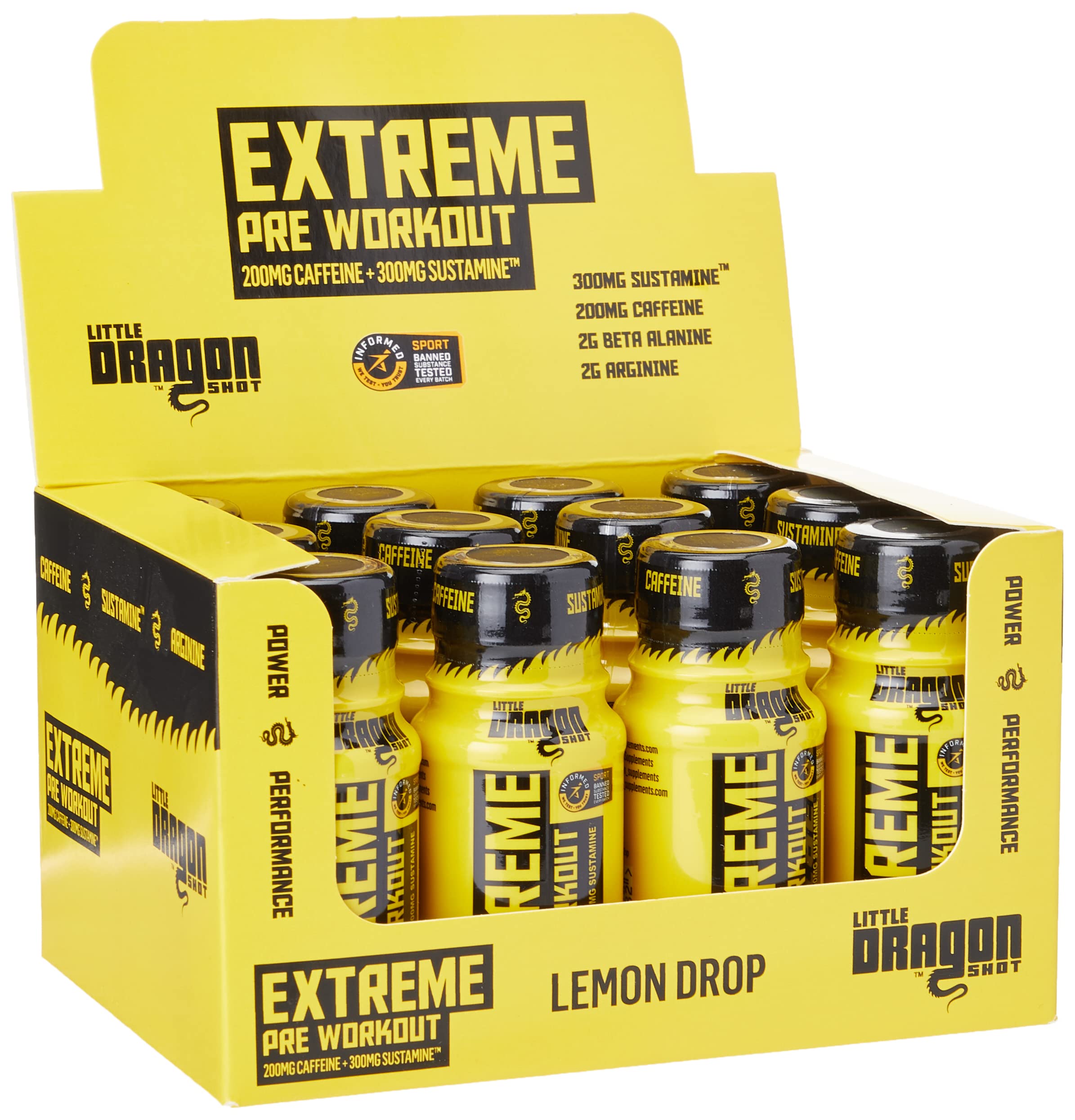 Little Dragon Extreme Pre-Workout Shot, Lemon Drop, 12 x 60 ml