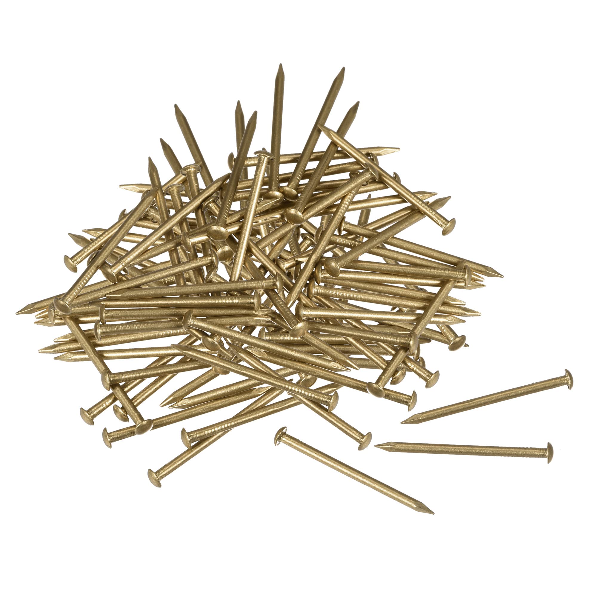 sourcing map Small Tiny Brass Nails 1.5x25mm for DIY Decorative Pictures Wooden Boxes Household Accessories 100pcs