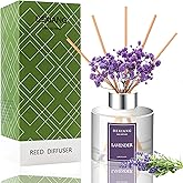 Fresh Lavender Reed Diffuser Set - 3.38 fl oz (100ml) Essential Oil with 6 Reed Sticks | Home & Bathroom Decor