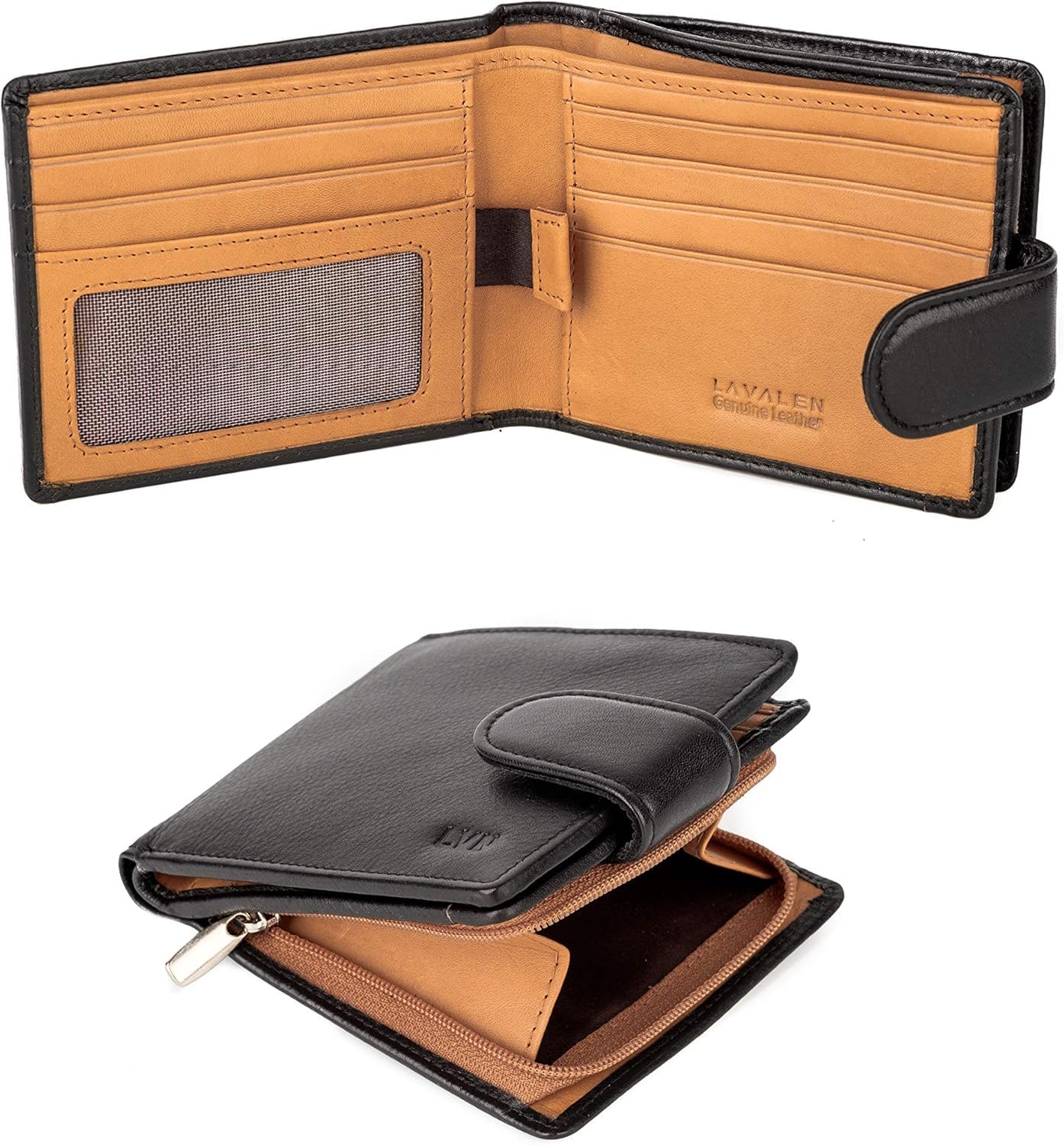 Lavalen Soft Leather Wallets for Men UK - RFID Blocking - Stylish Mens Wallet with Coin Pocket Everyday Use - Holds Bills, Credit Cards, Coins - Leather Craftsmanship - Gifts for Men.