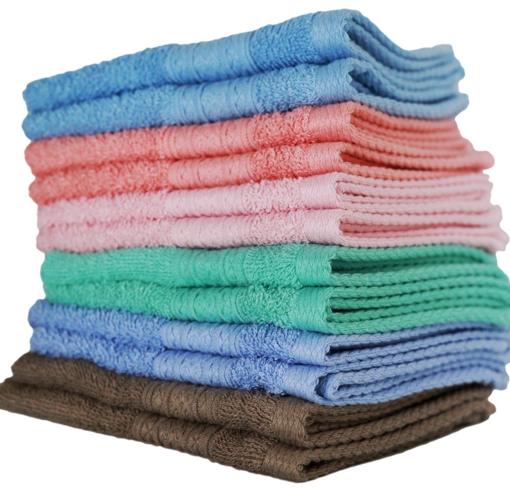 Washcloths Set of 12 Size 13” x 13” Pile Washcloth Absorbent Soft 100