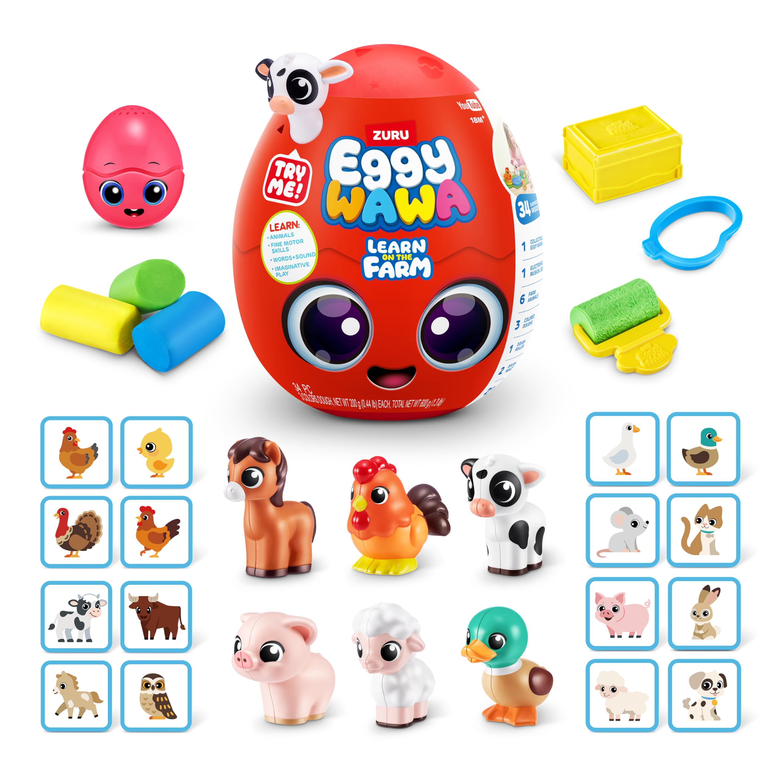 Eggy Wawa Learn on the Farm by ZURU, Pre-K Interactive Baby and Toddler Learning Toy With Music, Education, Motor Function