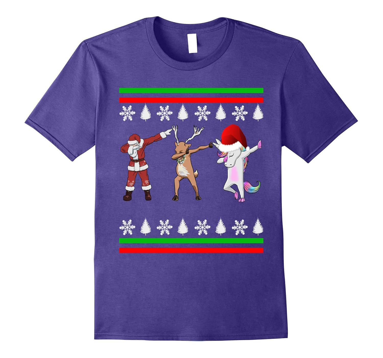 Santa Reindeer Unicorn Dabbing Christmas Ugly Sweater Tshirt-ANZ