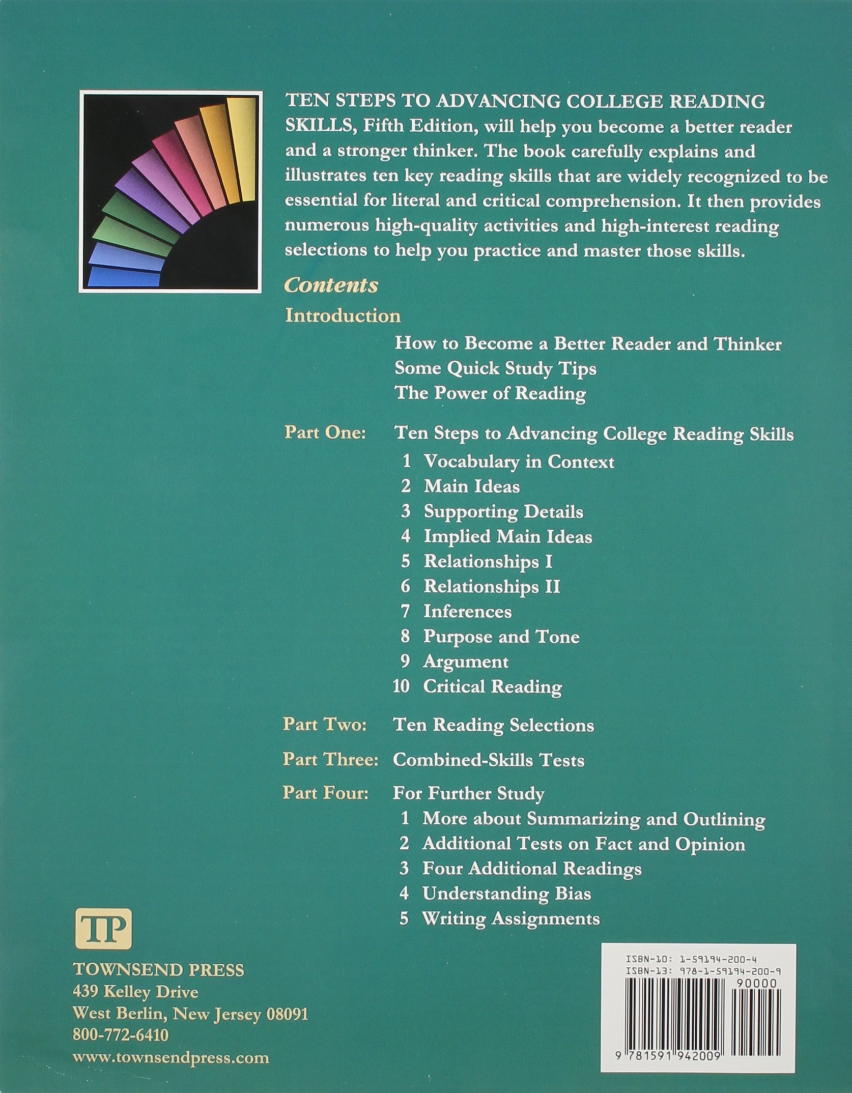 Amazon Com Ten Steps To Advancing College Reading Skills Reading Level 9 13 Townsend Press Reading Series 9781591942009 John Langan Books