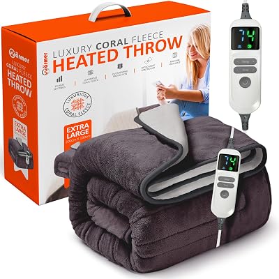Warmer Luxury Heated Throw Blanket 200 x 130 cm Digital Controller 9 Settings