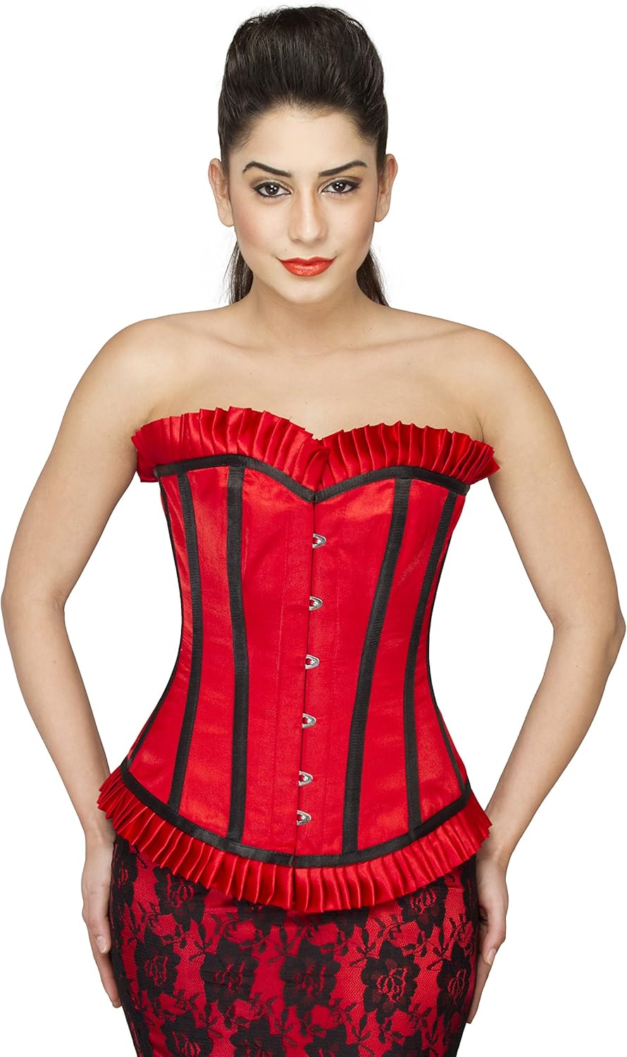 long red corset dress