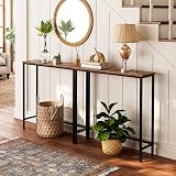 HOOBRO Console Table Slim Hallway Table Rustic Brown Black EBF75XG01 view 2
