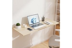 GOYLSER Wall Mounted Folding Kitchen Table Desk for Small Spaces Saving, Natural Wood Fold Down Laundry Wall Table, Wall Folding Portable Workbench Worktable, 47" x 20.5"