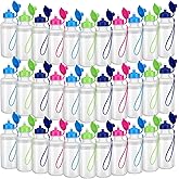 Ziliny 72 Pcs Sports Water Bottles Bulk 20 oz Squeeze Reusable Plastic Water Bottles with Nylon Strap Leak Proof Blank DIY Cups for Summer Travel Hiking Cycling Sport Event Team Gifts